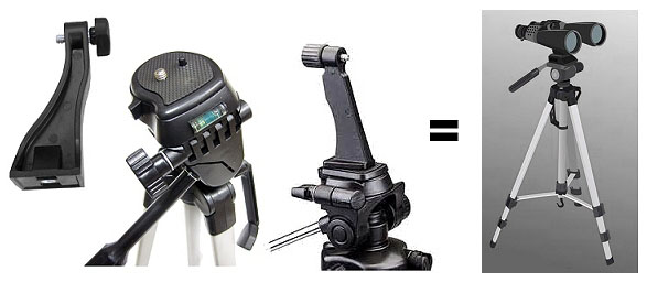 montaje del adaptador al cabezal del trípode